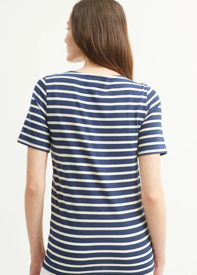 Levant Modern Breton Stripe Short Sleeve Shirt Soft Cotton Navyecru Women Saint James Breton Striped Shirts