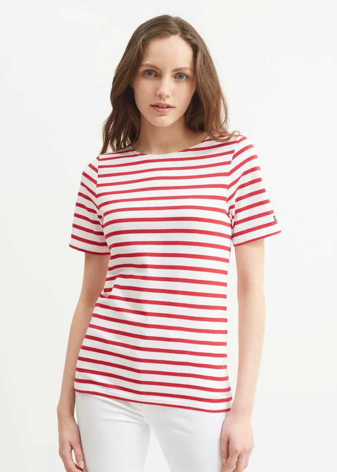 Levant Modern Breton Stripe Short Sleeve Shirt Soft Cotton Whitered Women Saint James Breton Striped Shirts Levant Modern Breton Stripe Short Sleeve Shirt Soft Cotton Whitered Women Saint James Breton Striped Shirts