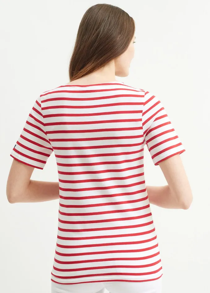 Levant Modern Breton Stripe Short Sleeve Shirt Soft Cotton Whitered Women Saint James Breton Striped Shirts