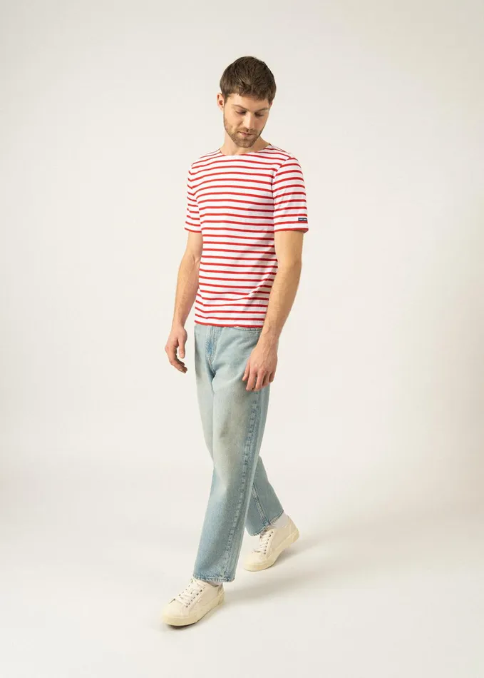 Levant Modern Breton Stripe Short Sleeve Shirt Soft Cotton Whitered Women Saint James Breton Striped Shirts
