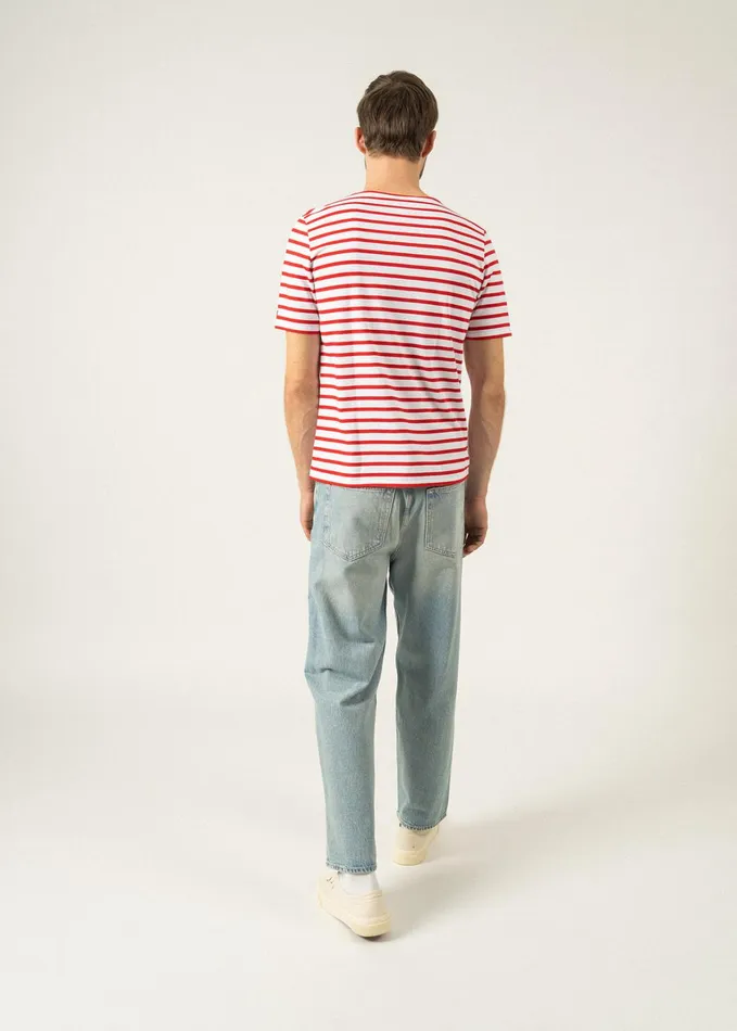 Levant Modern Breton Stripe Short Sleeve Shirt Soft Cotton Whitered Women Saint James Breton Striped Shirts