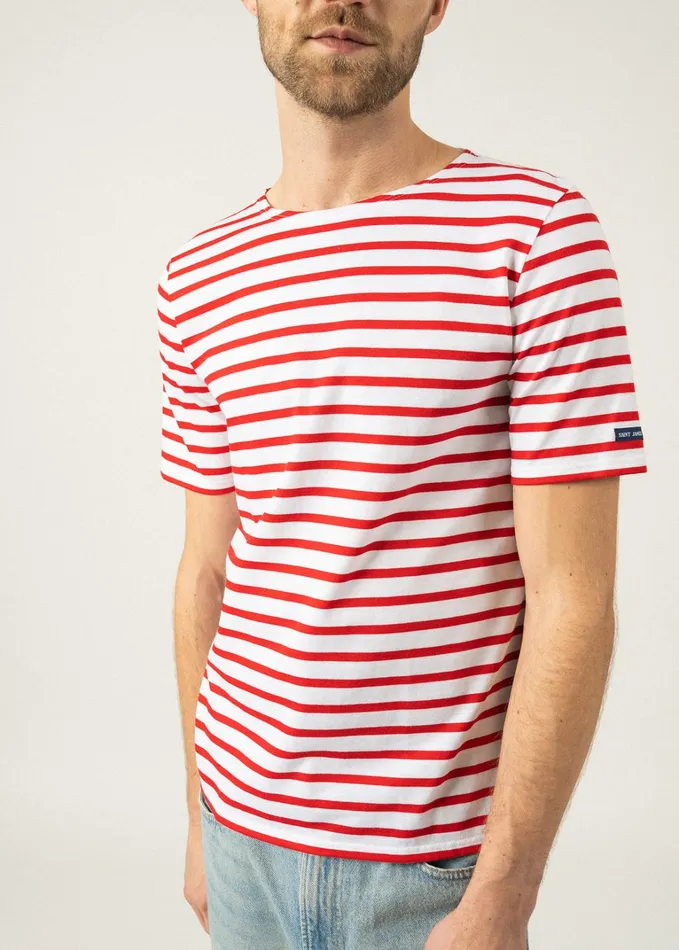 Levant Modern Breton Stripe Short Sleeve Shirt Soft Cotton Whitered Women Saint James Breton Striped Shirts