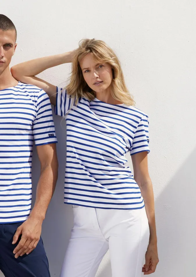 Levant Modern Breton Stripe Short Sleeve Shirt Soft Cotton Whiteroyalblue Men Saint James Breton Striped Shirts Levant Modern Breton Stripe Short Sleeve Shirt Soft Cotton Whiteroyalblue Men Saint James Breton Striped Shirts