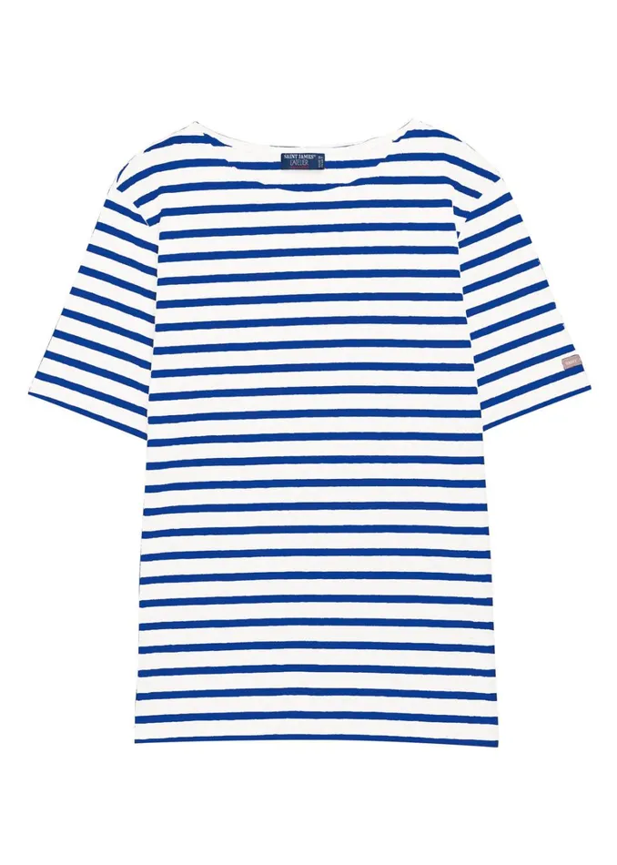 Levant Modern Breton Stripe Short Sleeve Shirt Soft Cotton Whiteroyalblue Men Saint James Breton Striped Shirts