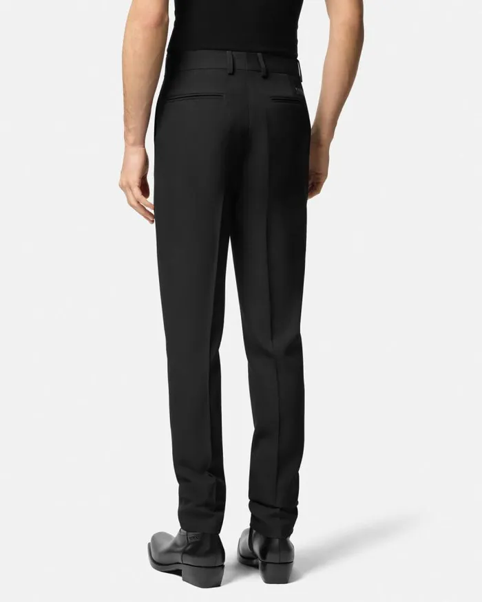 Light Wool Formal Trousers Black Men Versace Pants and Shorts