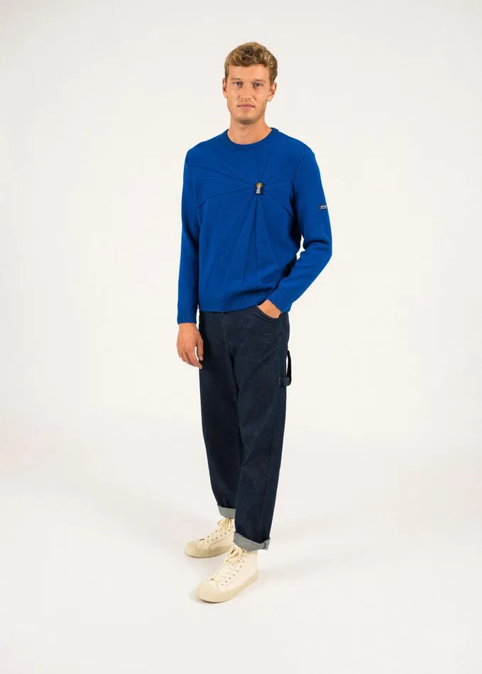 Lighthouse Wool Sweater With Lighthouse Brooch By Macon and Lesquoy Royalblue Women Saint James Sweaters Cardigans and Jackets