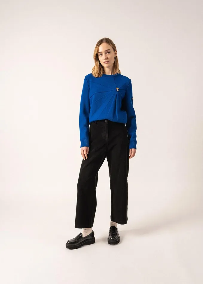 Lighthouse Wool Sweater With Lighthouse Brooch By Macon and Lesquoy Royalblue Women Saint James Sweaters Cardigans and Jackets