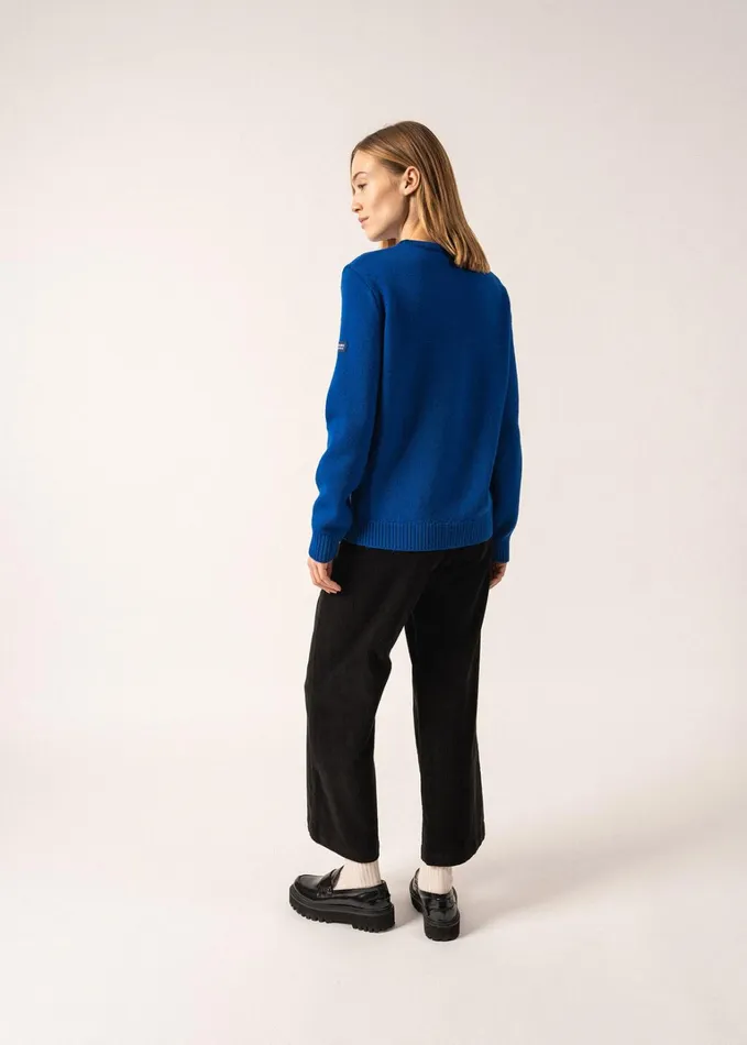 Lighthouse Wool Sweater With Lighthouse Brooch By Macon and Lesquoy Royalblue Women Saint James Sweaters Cardigans and Jackets