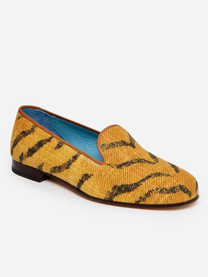 Loafers Men JMcLaughlin JMcL X Stubbs and Wootton Printed Slippers In Tiger Tan