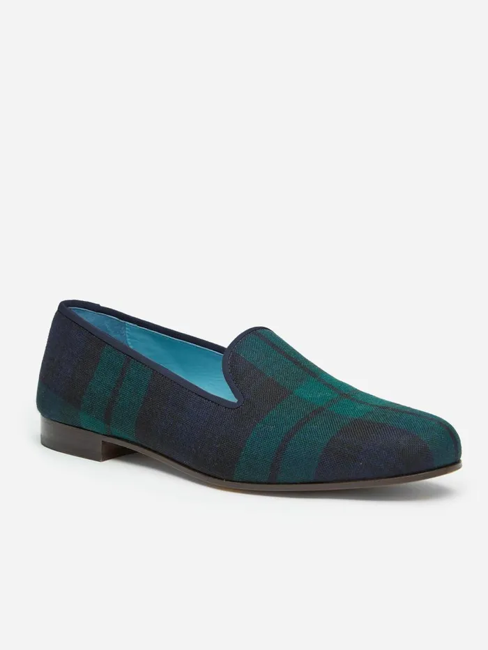 Loafers Men JMcLaughlin JMcL X Stubbs and Wootton Slippers In Plaid Black Watch