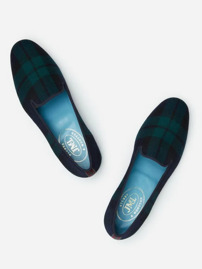 Loafers Men JMcLaughlin JMcL X Stubbs and Wootton Slippers In Plaid Black Watch Loafers Men JMcLaughlin JMcL X Stubbs and Wootton Slippers In Plaid Black Watch