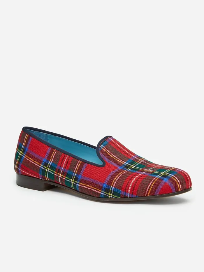 Loafers Men JMcLaughlin JMcL X Stubbs and Wootton Slippers In Plaid Red
