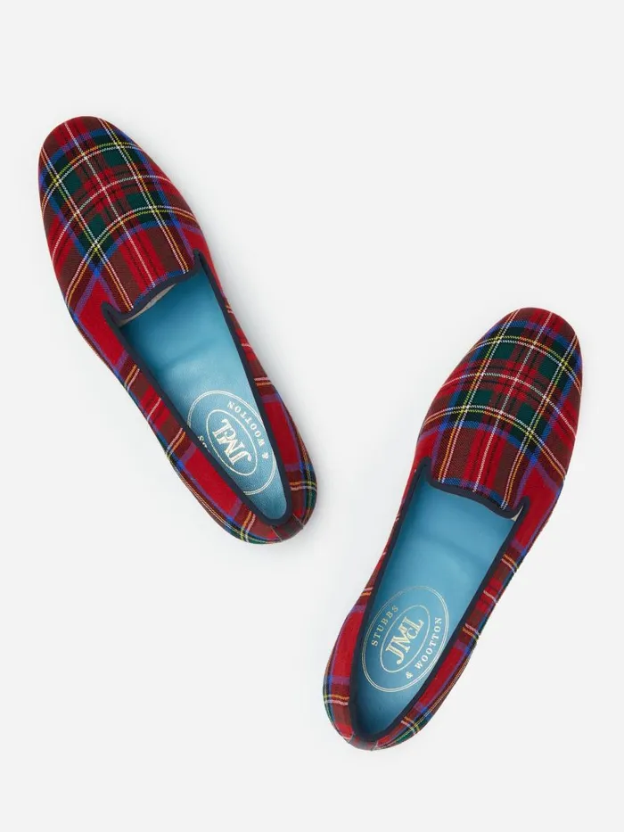 Loafers Men JMcLaughlin JMcL X Stubbs and Wootton Slippers In Plaid Red Loafers Men JMcLaughlin JMcL X Stubbs and Wootton Slippers In Plaid Red