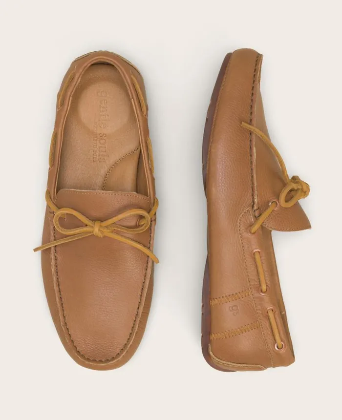 Loafers Men Kenneth Cole GENTLE SOULS Nyle Leather Driver Boat Shoe Luggage