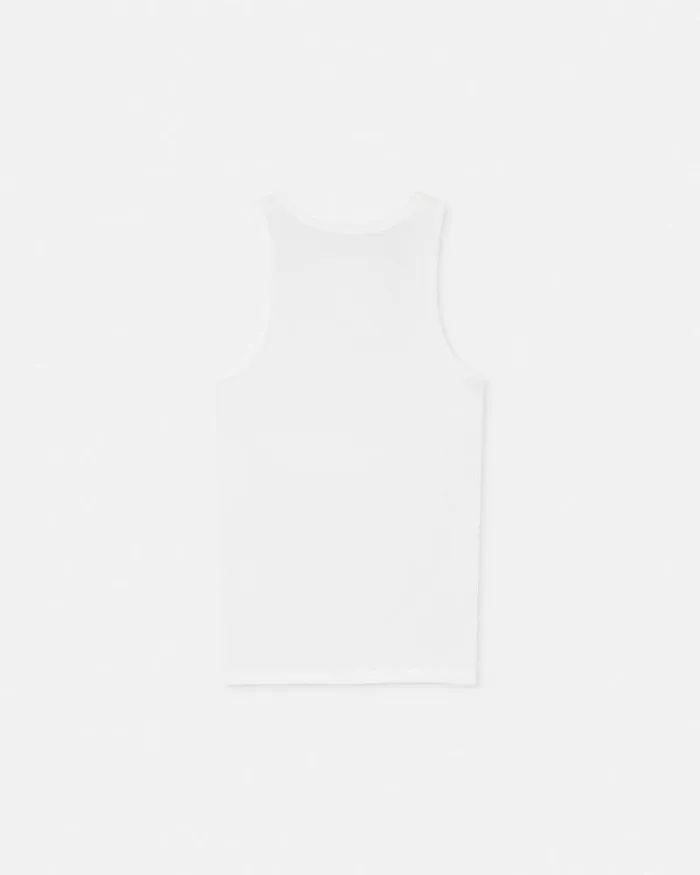 Logo Ribbed Tank Top White Men Versace TShirts and Polos