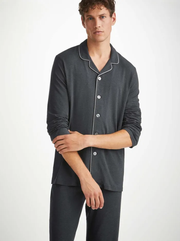 Long Pajamas Men Derek Rose Modern Fit Pajamas Marlowe Micro Modal Stretch Anthracite Long Pajamas Men Derek Rose Modern Fit Pajamas Marlowe Micro Modal Stretch Anthracite