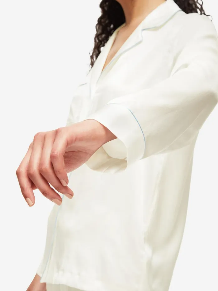 Long Pajamas Women Derek Rose Pajamas Bailey Silk Satin Ivory