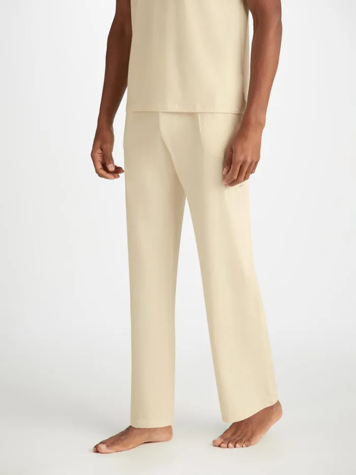 Lounge Pants Men Derek Rose Lounge Pants Basel Micro Modal Stretch Ecru