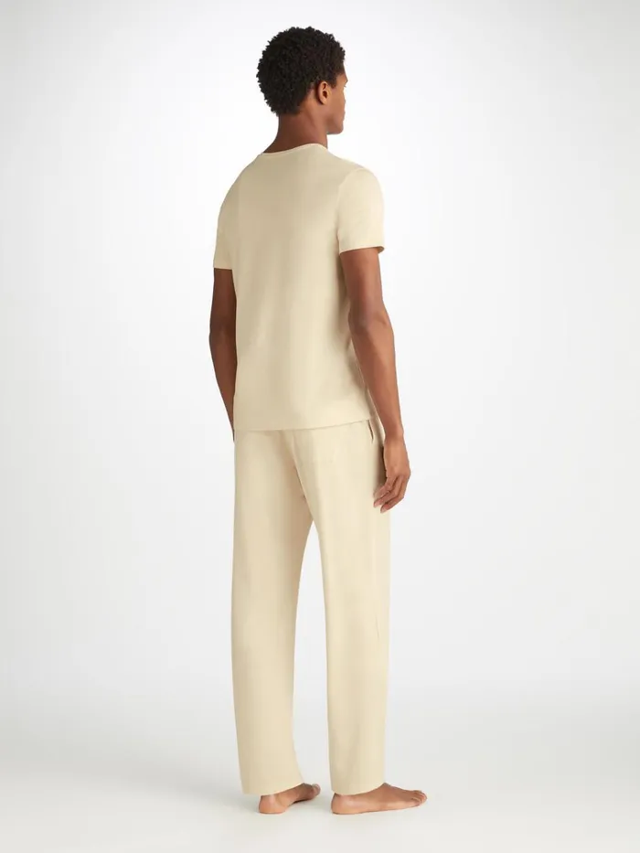 Lounge Pants Men Derek Rose Lounge Pants Basel Micro Modal Stretch Ecru