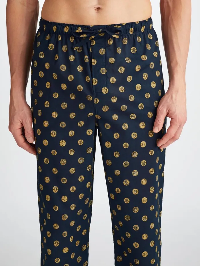 Lounge Pants Men Derek Rose Lounge Pants Ledbury 78 Cotton Batiste Navy