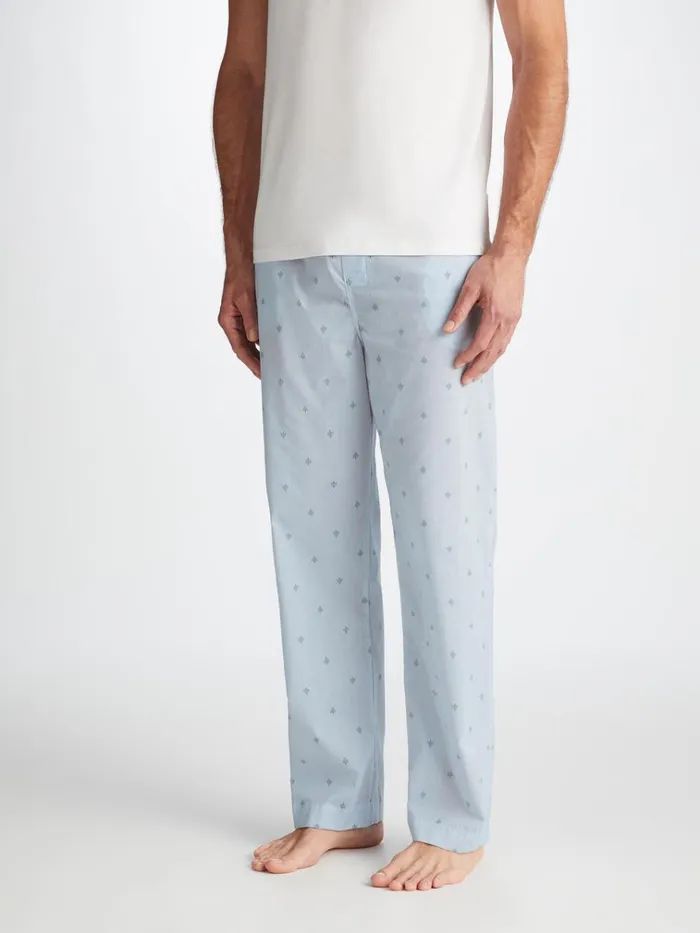 Lounge Pants Men Derek Rose Lounge Pants Nelson 100 Cotton Batiste Blue