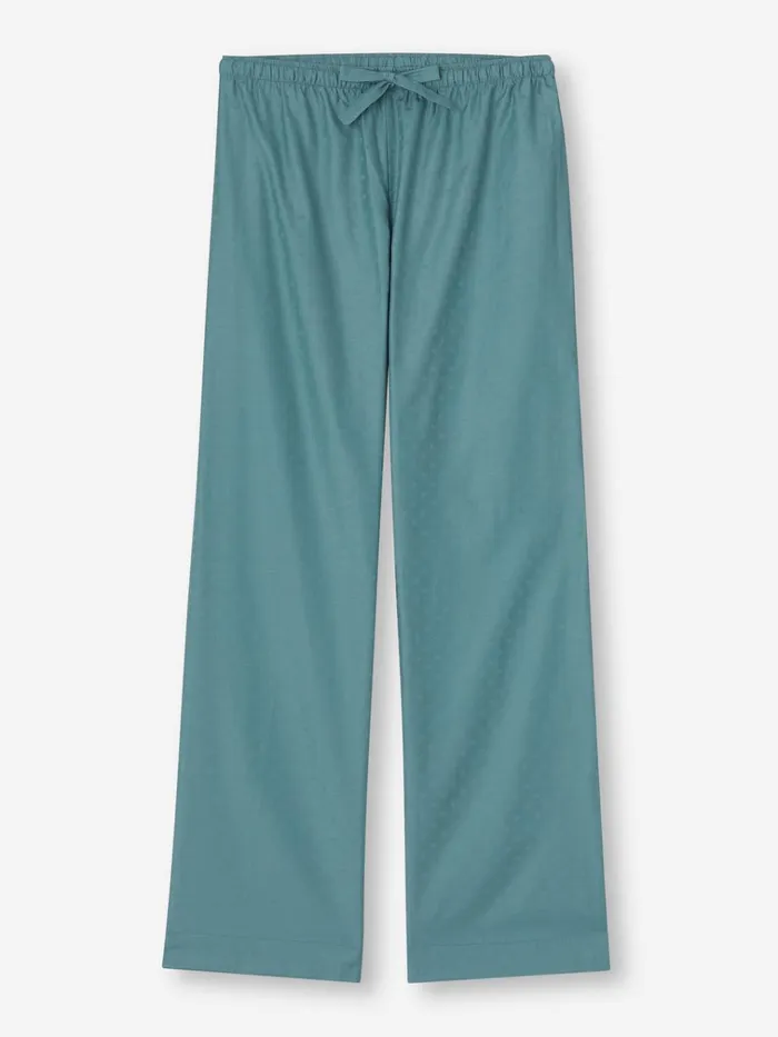Lounge Pants Women Derek Rose Lounge Pants Kate 9 Cotton Jacquard Teal