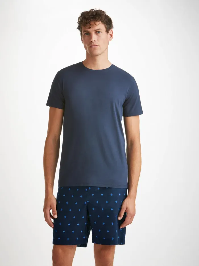 Lounge Shorts Men Derek Rose Lounge Shorts Nelson 98 Cotton Batiste Navy