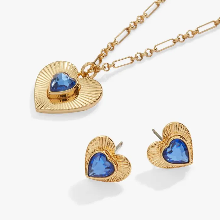 Love Charm Necklace And Stud Earring Gift Set Gold Women Alex And Ani Heart