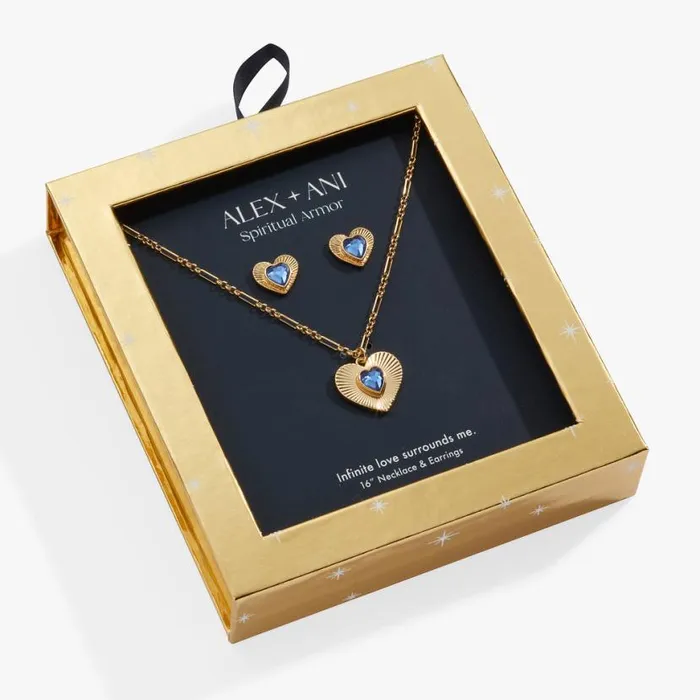 Love Charm Necklace And Stud Earring Gift Set Gold Women Alex And Ani Love