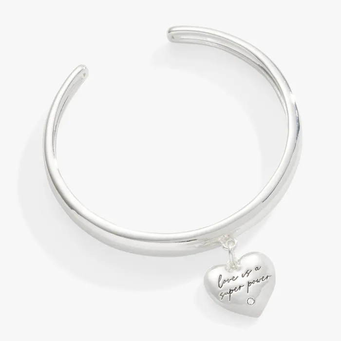 Love Is A Superpower Charm Cuff Bracelet Silver Women Alex And Ani Heart