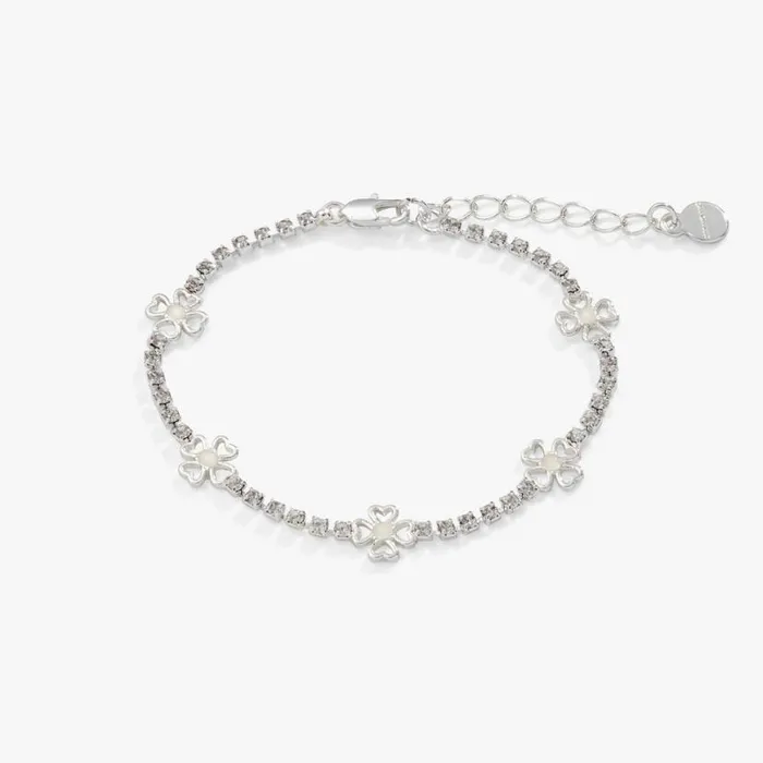 Love Luck Inline Tennis Bracelet Silver Women Alex And Ani Heart