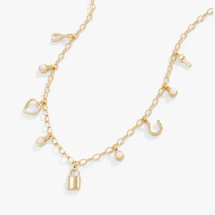 Love Luck Mini MultiCharm Necklace Adjustable Gold Women Alex And Ani Heart