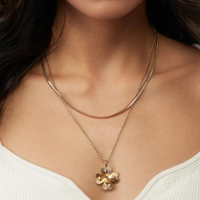 Lucky Four Leaf Clover Adjustable Necklace Gold Women Alex And Ani Luck Prosperity