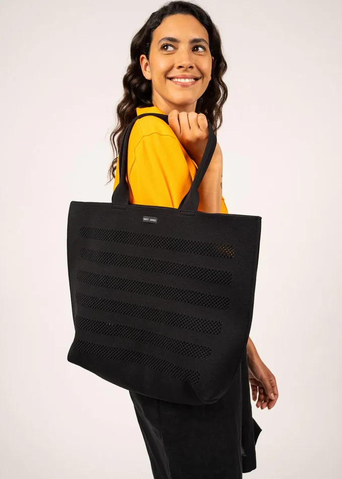 Maille Bag Striped Mesh Bag Black Women Saint James Bags