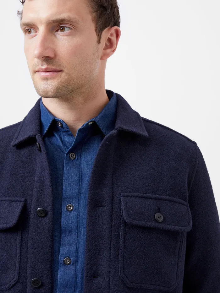 Man Coats and Jackets French Connection Brushed Overshirt Marine Man Coats and Jackets French Connection Brushed Overshirt Marine