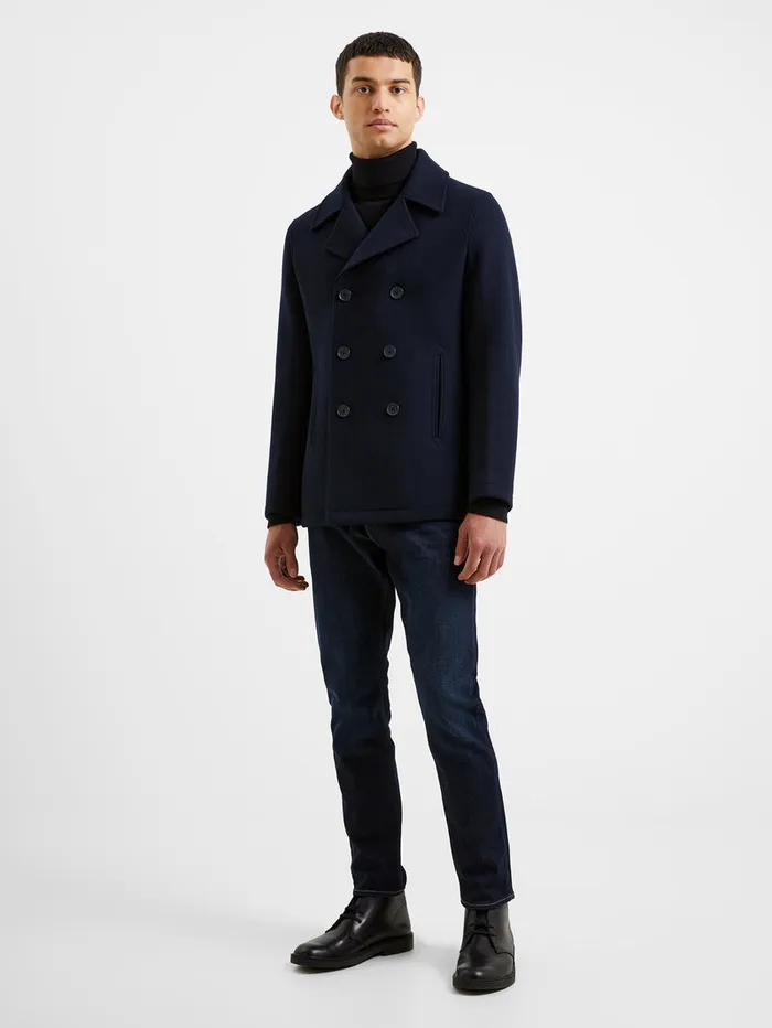 Man Coats and Jackets French Connection Double Breasted Peacoat Navy