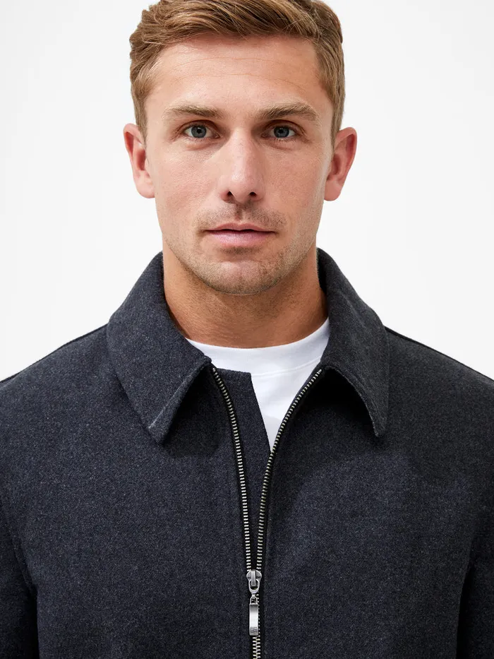 Man Coats and Jackets French Connection Wool Blend Blouson Coat Charcoal Mel Man Coats and Jackets French Connection Wool Blend Blouson Coat Charcoal Mel