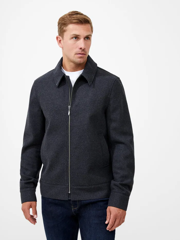 Man Coats and Jackets French Connection Wool Blend Blouson Coat Charcoal Mel Man Coats and Jackets French Connection Wool Blend Blouson Coat Charcoal Mel