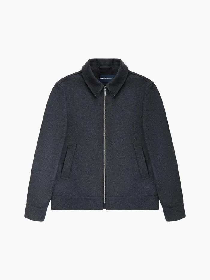 Man Coats and Jackets French Connection Wool Blend Blouson Coat Charcoal Mel Man Coats and Jackets French Connection Wool Blend Blouson Coat Charcoal Mel
