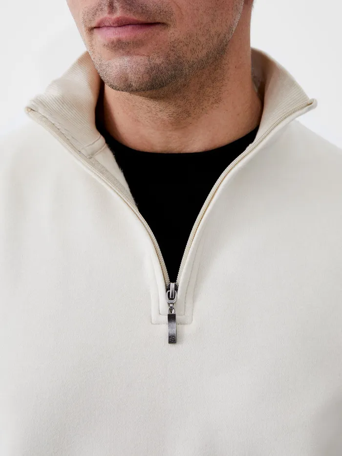 Man Jumpers and Cardigans French Connection Fleeceback Funnel Neck Half Zip Sweatshirt Ecru Man Jumpers and Cardigans French Connection Fleeceback Funnel Neck Half Zip Sweatshirt Ecru