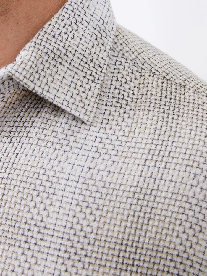 Man Shirts French Connection Barrow Dobby Long Sleeve Shirt Sand Combo Man Shirts French Connection Barrow Dobby Long Sleeve Shirt Sand Combo