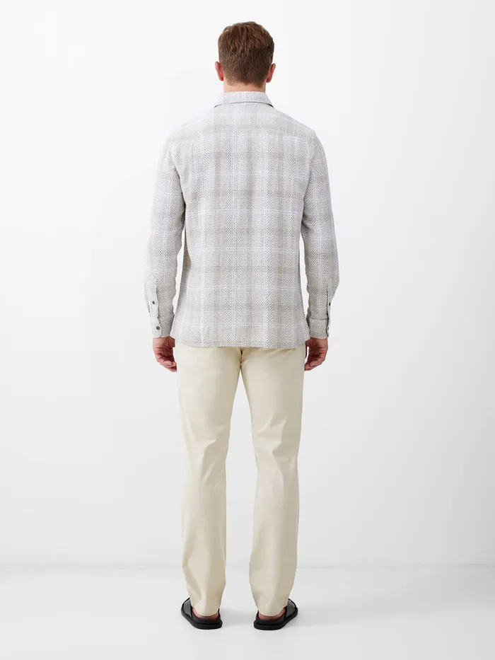 Man Shirts French Connection Barrow Dobby Long Sleeve Shirt Sand Combo Man Shirts French Connection Barrow Dobby Long Sleeve Shirt Sand Combo