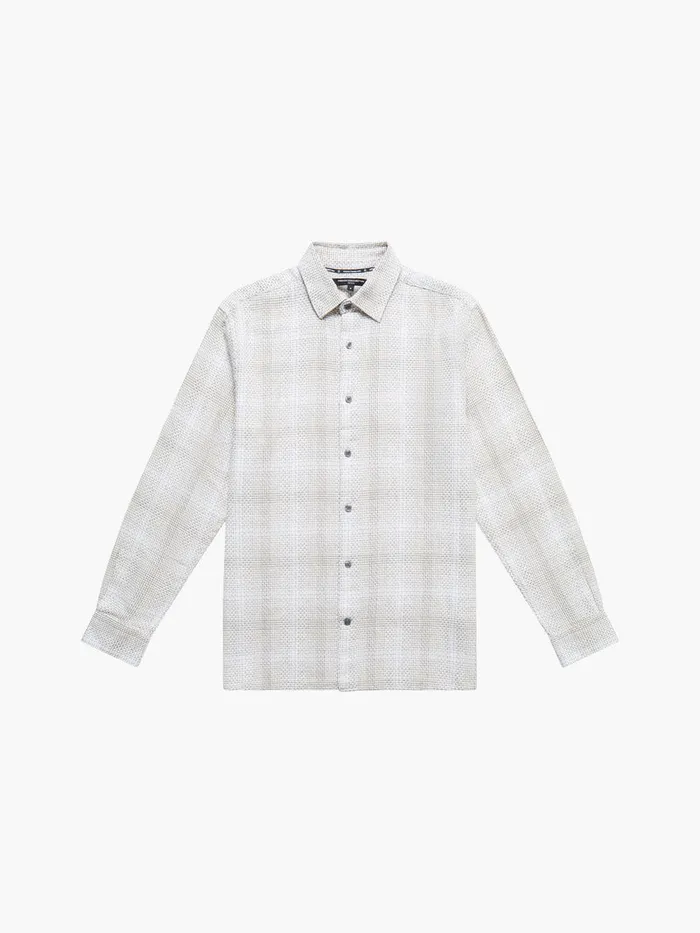 Man Shirts French Connection Barrow Dobby Long Sleeve Shirt Sand Combo Man Shirts French Connection Barrow Dobby Long Sleeve Shirt Sand Combo