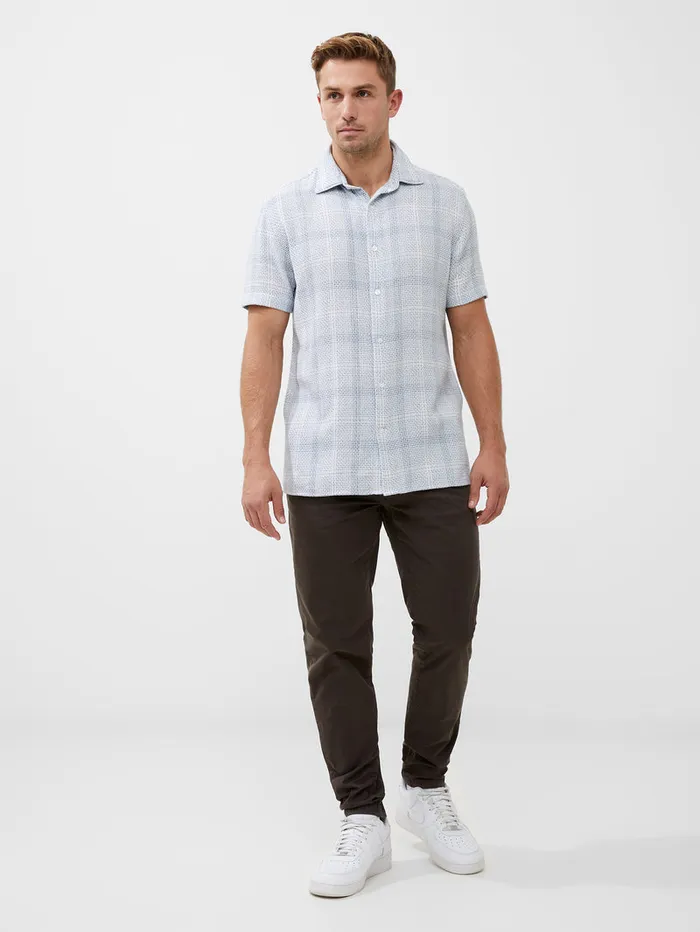 Man Shirts French Connection Barrow Dobby Short Sleeve Shirt Blue Combo Man Shirts French Connection Barrow Dobby Short Sleeve Shirt Blue Combo