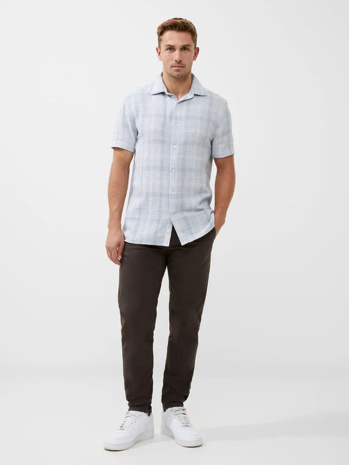 Man Shirts French Connection Barrow Dobby Short Sleeve Shirt Blue Combo Man Shirts French Connection Barrow Dobby Short Sleeve Shirt Blue Combo