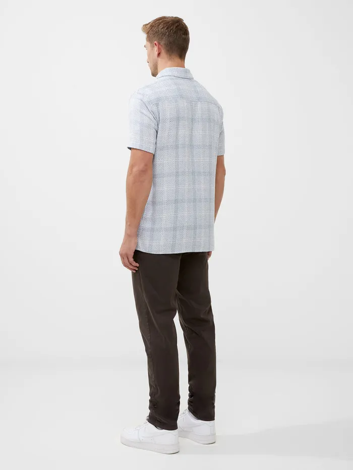 Man Shirts French Connection Barrow Dobby Short Sleeve Shirt Blue Combo Man Shirts French Connection Barrow Dobby Short Sleeve Shirt Blue Combo