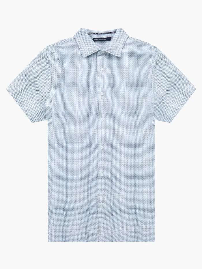 Man Shirts French Connection Barrow Dobby Short Sleeve Shirt Blue Combo Man Shirts French Connection Barrow Dobby Short Sleeve Shirt Blue Combo