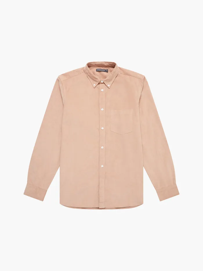 Man Shirts French Connection Cord Long Sleeve Shirt Camel