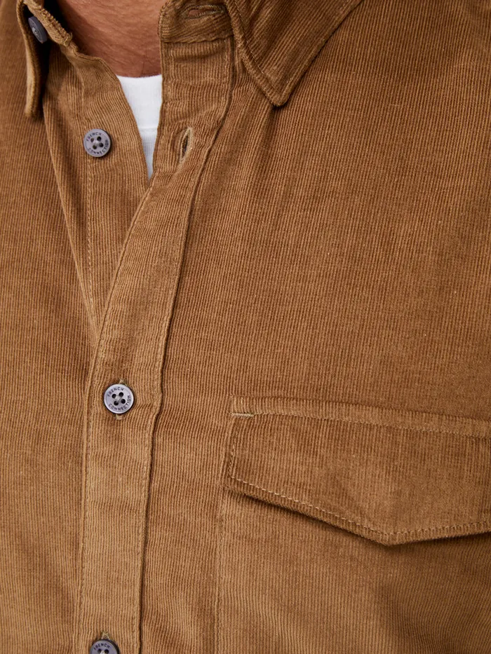 Man Shirts French Connection Cord Long Sleeve Shirt Sepia Man Shirts French Connection Cord Long Sleeve Shirt Sepia