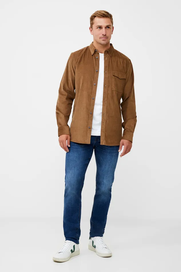 Man Shirts French Connection Cord Long Sleeve Shirt Sepia Man Shirts French Connection Cord Long Sleeve Shirt Sepia